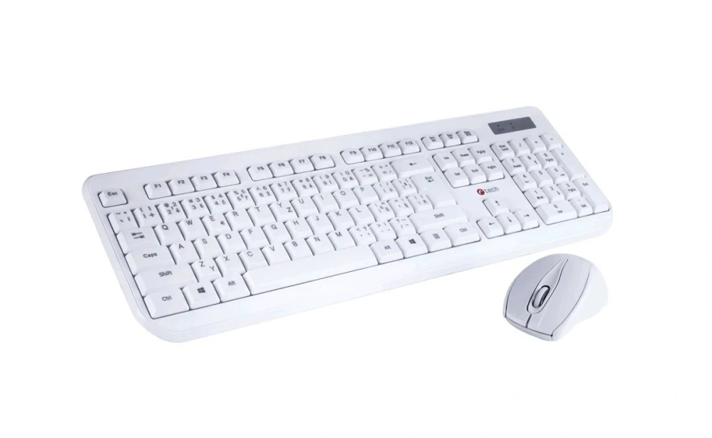 C-TECH klávesnice s myší WLKMC-01W , USB, bílá, wireless, CZ+SK